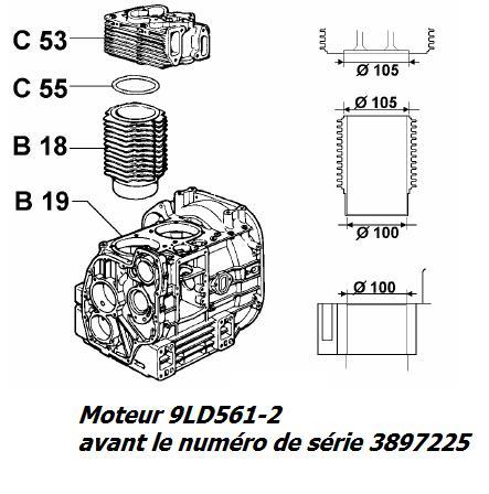 Cylindre 9LD561-2 Ø90 LOMBARDINI (ancien modèle) 2380542 ED0023805420-S - FIN168SL00 - DD1052704020