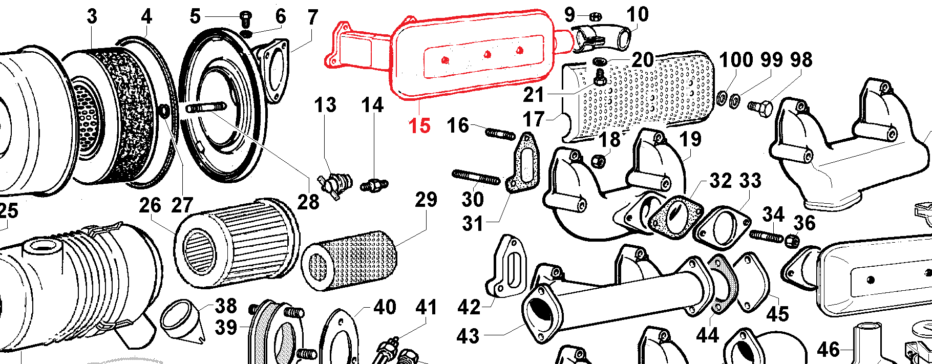 Pot Echappement (côté volant moteur) LOMBARDINI KOHLER ED0054602930-S / 9LD561-2 9LD625-2 9LD626-2 KD625-2 KD626-2