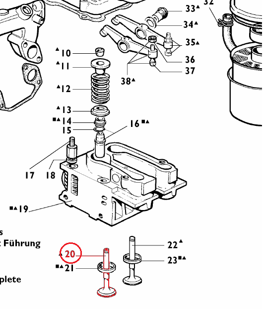 Soupape echappement RUGGERINI MD350 MD351 MD358 / RY100 RY101 RY120 RY121 / MD170 MD170 - 960R059 / 9685173