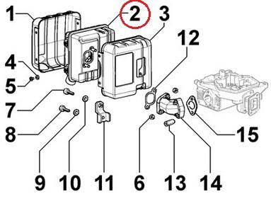Pot Echappement KOHLER ED0054606220-S Moteur KOHLER KD440 ; KD15-440 LOMBARDINI 15LD440 15LD500 Origine KOHLER rehlko