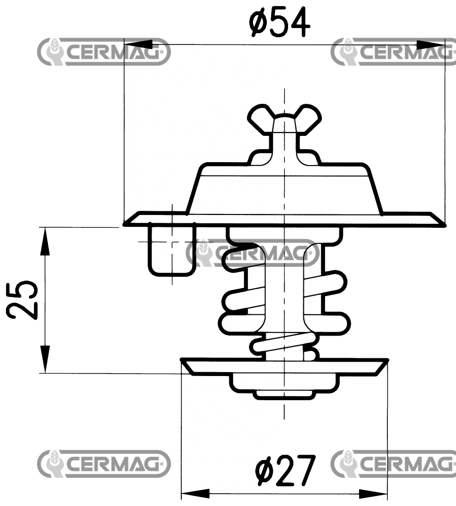 Thermostat CERMAG 12170 - FIAT 4703625 4823211 4823226 98463637 4655782 4674169