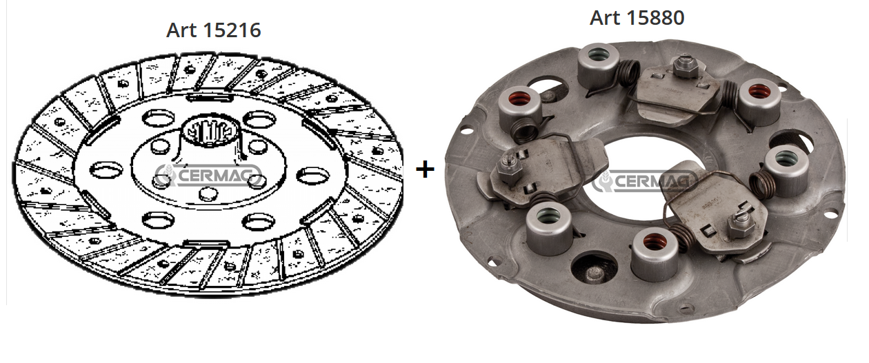 Disque Embrayage Ø160mm 15216 PASQUALI 930.1020 + Mécanisme 15880 / PASQUALI 904 motoculteur /  Ø160x108x3.50 10 cannelures Ø29.5xØ23mm