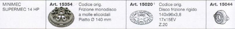 KIT EMBRAYAGE ADRIATICA MINIMEC - SUPERMEC 14HP (mécanisme FN081 + disque 0943 + butée CR1130/25)