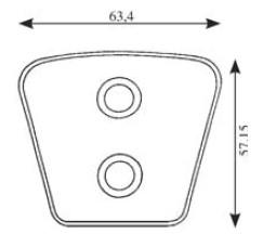 Plaquette sintérisé pour disque embrayage - dimensions 63,4 x 57,15 (avec rivets) CERMAG 15448 (3,60mm) ou 15449 (4,00mm)