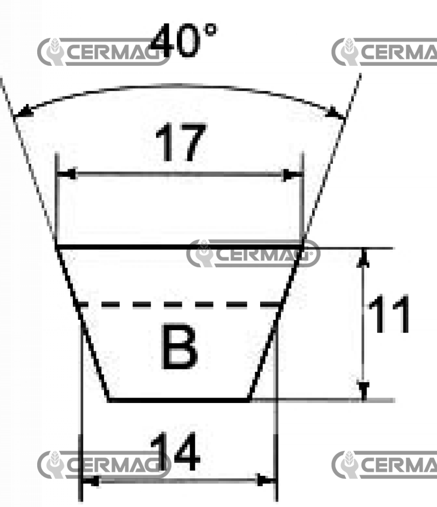 Courroie BX42 - 1136mm 1110mm 1067mm / Courroie trapézoïdale dentée BX Section BX42  - CERMAG 64327