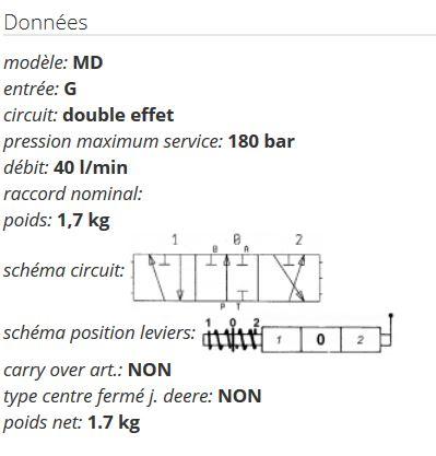 DISTRIBUTEUR MONOBLOC 1 LEVIER 3/8" TYPE MD BONDIOLI & PAVESI (CERMAG 80001)