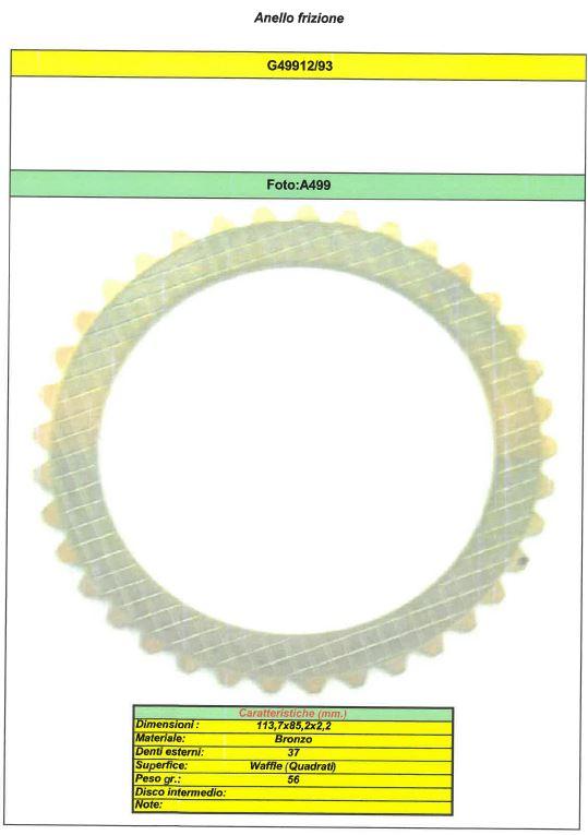 Disc bronze / Anello frizione G49912-93 GUNTHER (37 dents externes) Foto:A499