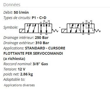 Selecteur eléctrico 6 voies série VS161 Raccord 3/8" Gas Tension 12 V - REXROTH A Bosch Company