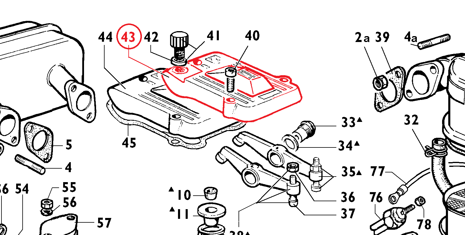 Cache culbuteur RUGGERINI MD150 MD170 MD190 / LOMBARDINI 25LD425-2 - 233R084