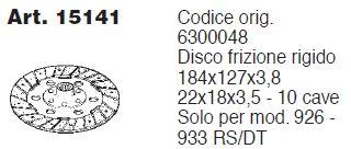 Disque Embrayage BERTOLINI BM12 412T (BERTOLINI 81.9006.00) GOLDONI 926 933 RS/DT (GOLDONI 6300048) Ø184x127x3.8 10 cannelures Ø22xØ18x3.5