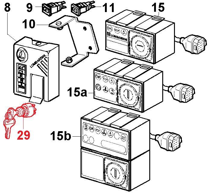 Contacteur à clé démarrage moteur 3 positions (LOMBARDINI 5041020 COBO 14109000) (LOMBARDINI 3LD 5LD 6LD 7LD 8LD 9LD 10LD 11LD 12LD 15LD 25LD SLANZI DVA920 DVA1030 KOHLER KD315 KD350 KD400) 5041020 - 14.109.000.11 COBO ED0050410200-S KOHLER ED00484R0070-S