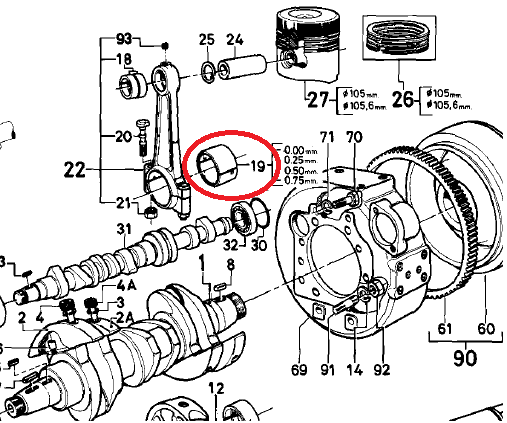 Coussinet bielle VM1051 VM1052 VM1053 VM1054 VM1056 VM Motori - 10300087A Ex. 10300015A