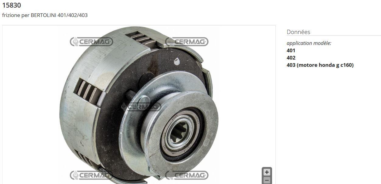 Embrayage BERTOLINI YABE EMAK CAMBIO NIBBI D. Motocoltivatore 401/402/403 (HONDA GX160 GC160 /ACME ALN330 /ROBIN EY20...) CERMAG 15828 / 15829 / 15830 / 15831 / 15832 / 15833