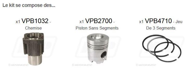 Kit cylindre + piston F2L912 F3L912F4L912 F5L912 F6L912 DEUTZ - Ref. VPB9670 DEUTZ 02928142 - Allis Chalmers 2928142