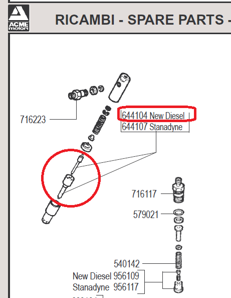 Nez injecteur ACME ADX300 ADX370 ADX600 ADX740 ADX742 STANADYNE - ACME 644104 644A104 - ALL150P8986