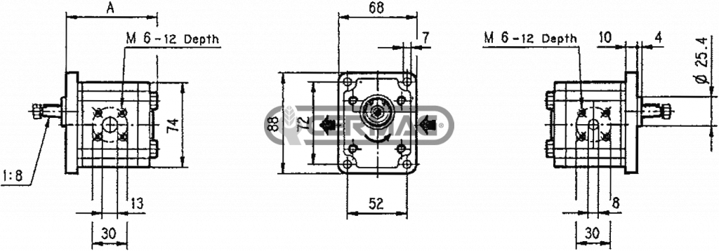 Pompe à engrenages GROUPE 1 - PLP10 Conicité 1:8 Cylindrée 1 cc Rotation Droite CASAPPA