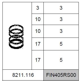 Jeu segments SLANZI DVA650 DVA650T - SLANZI 8211.116 ; 8211116 ; FINIMPIANTI FIN405RS00 ; SS0358 SF-P9016F-0