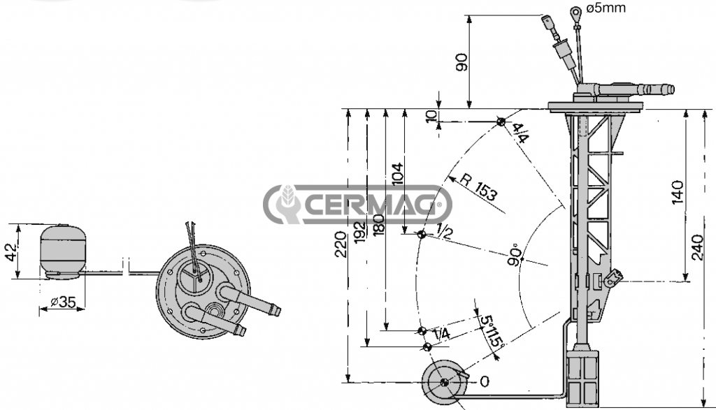 INDICATEUR DE NIVEAU CARBURANT POUR GOLDONI OEM 02050415 GOLDONI TRANSCAR SINCRO AB 40/50/60 ; TRANSCAR NON SINCRONIZZATE