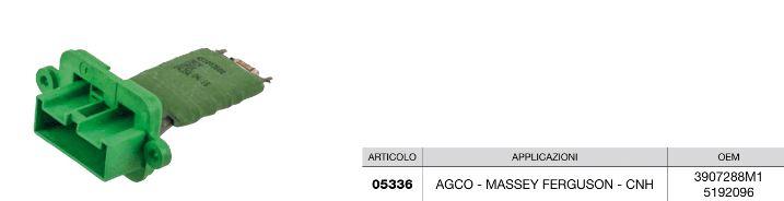 Resistance AGCO / MASSEY FERGUSON / CNH - CERMAG 05336 (OEM 3907288M1 / 5192096) - fabricant A51003000 / 2R2K / 1R0K
