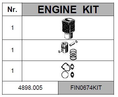 Kit cylindre + piston complet + pochette rodage FIN0674KIT pour moteur LOMBARDINI LDA820 4LD820 (équivalent à 4898005 ED0048980050-S 4898.005 ...)