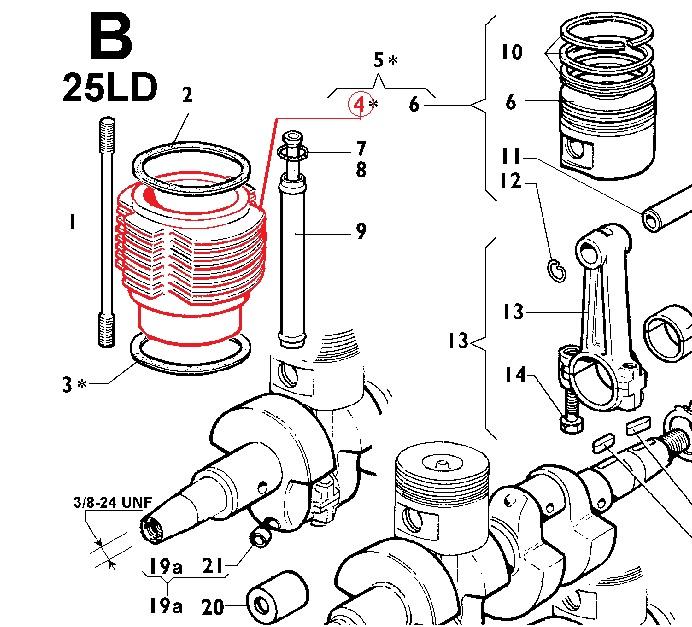 Cylindre 25LD425-2 LOMBARDINI - MD190 MD191 RUGGERINI ED00204R0470-S (Alesage Ø85.00mm)