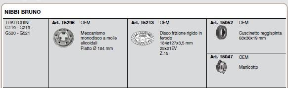 Kit embrayage NIBBI BRUNO G119 G219 G520 et G521 / Mécanisme 15296 + Disque 15213 + Butée 15047 + Roulement 15052