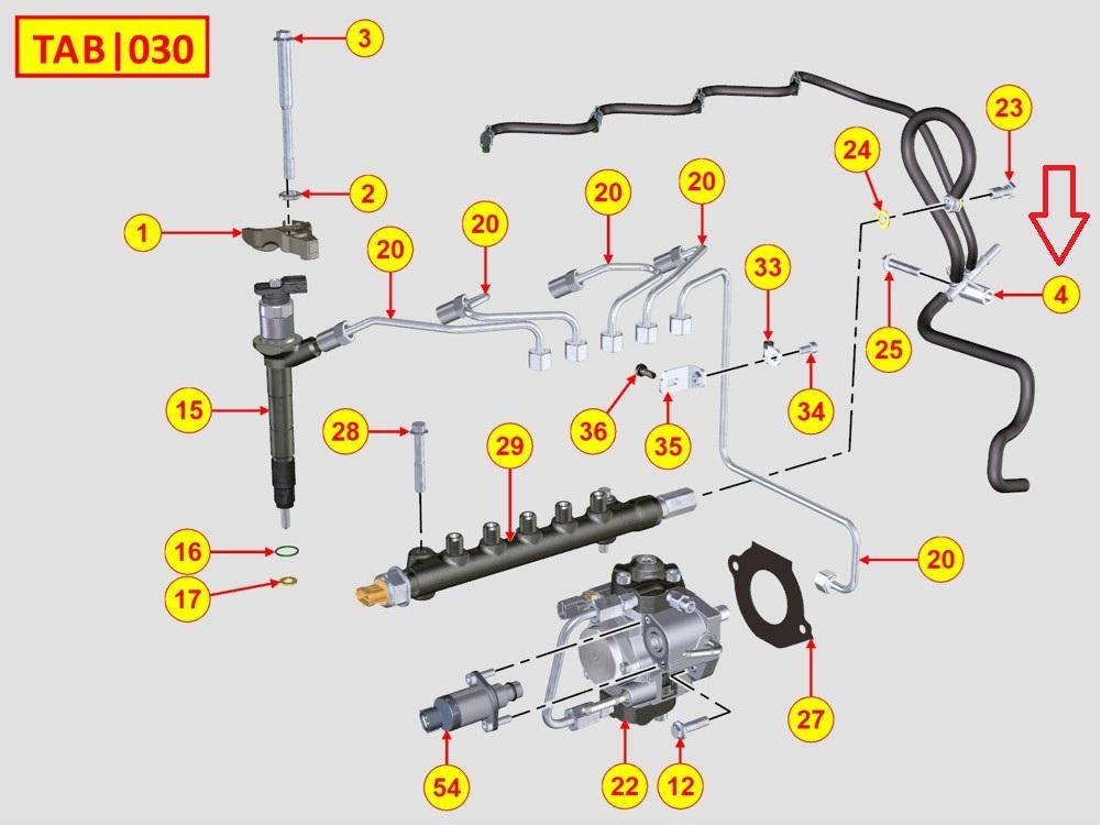 Kit de tuyau retour KDI3404TCR KOHLER ED0035451000-S Moteur KOHLER KDI3404TCR  KDI-TCR3404   KDI-TCN3404  KDI3404TCN   KDI-TCP 3404  KDI3404TCP