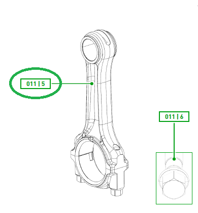 Bielle 1526302 LOMBARDINI 15LD400 15LD440 KD400 KD420 KD440 nouveau modèle (n° > 4513101462) KOHLER ED0015263020-S KD15-440