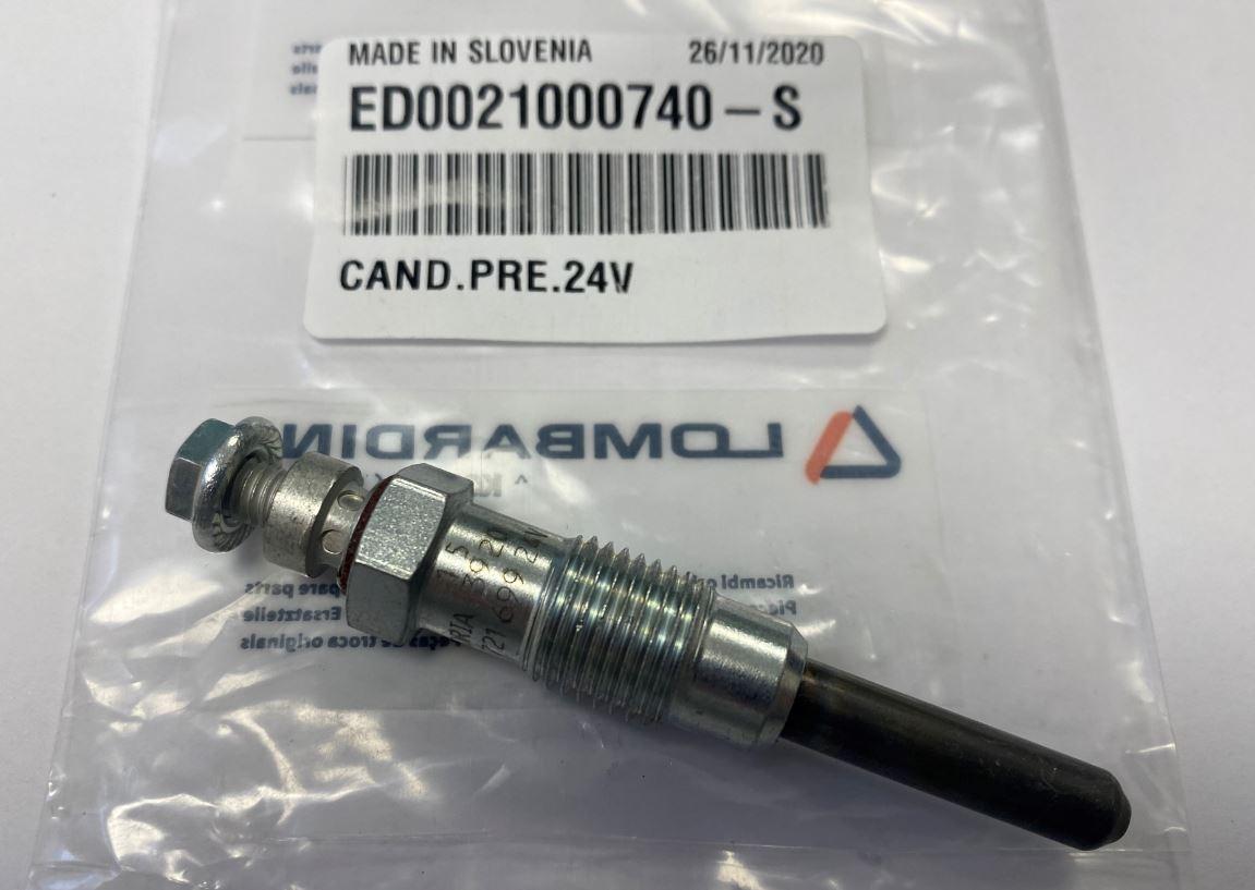 Bougie prechauffage 24V LOMBARDINI ED0021000740-S - Moteur 15LD315 15LD350 15LD400 LDW1503 LDW2004 LDW2204 LDW2004/T LDW2204/T LDW602 LDW702 LDW903 LDW1003 LDW1204 LDW1404 LDW1204/T
