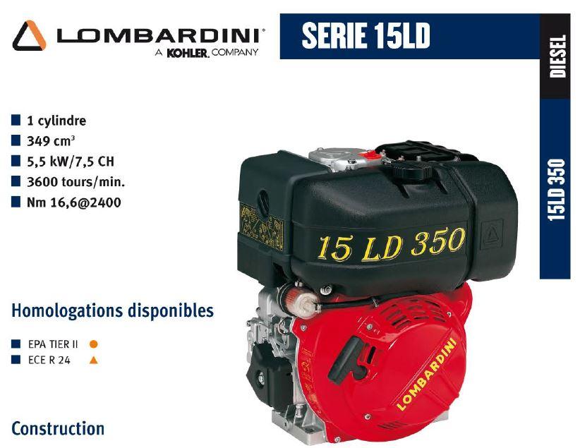 Moteur LOMBARDINI 15LD350 / KOHLER KD350