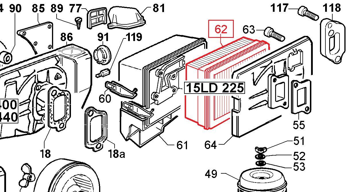 Filtre à Air 15LD225 LOMBARDINI KD225 KOHLER AD230 ACME Motori - 2175180 ED0021751800-S