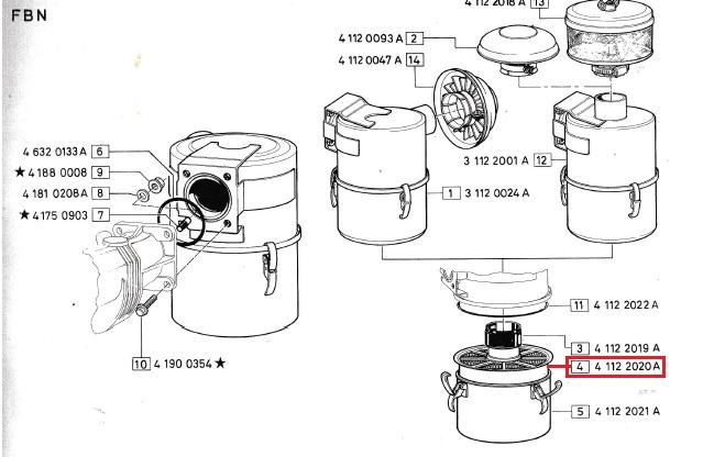Masse filtrante filtre air bain huile VM41122020A - FBN MF6.01017 (Se monte sur VM31120024A et VM31122001A) SUN 2105 (67A) SUN 3105 (68A) SUN 4105 (69A)