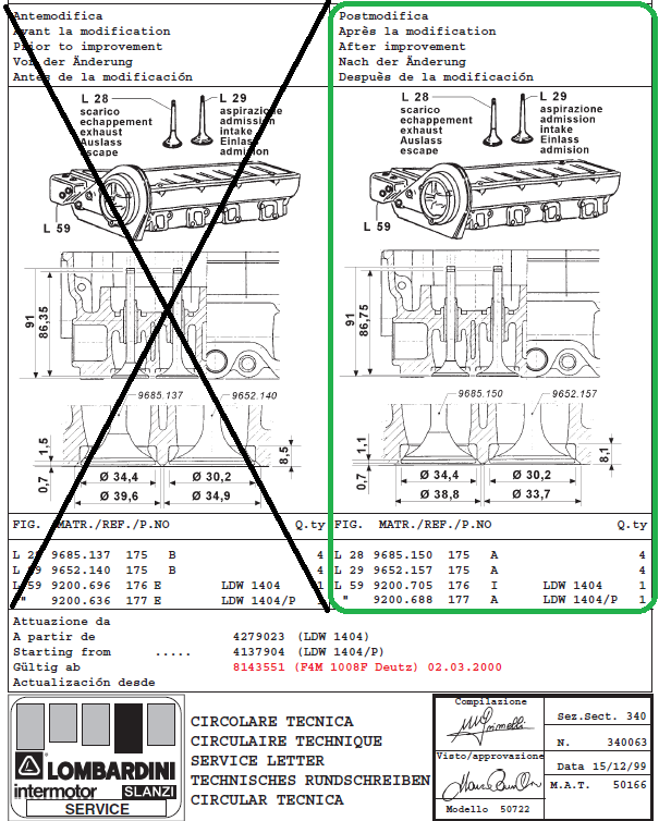 Culasse ED0092007050-S KOHLER 9200705 LOMBARDINI / LOMBARDINI LDW1404 LDW1404/P & DEUTZ F4M1008F & KOHLER KDW1404