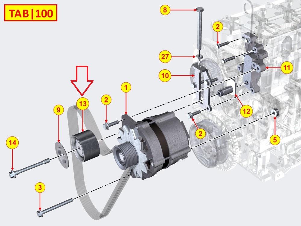 Galet tendeur KOHLER ED0041100610-S - Moteur KOHLER KDI1903TCR ; KDI-TCE1903 ; KDI-TCA1903 ; KDI1903M ; KDI2504TCR ; KDI2504M