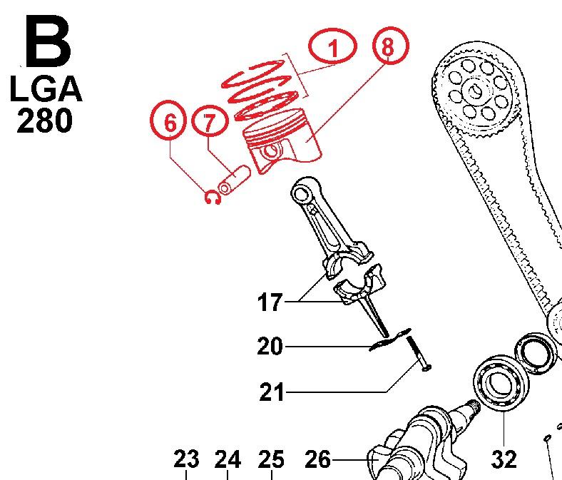 Piston complet moteur LGA280 LOMBARDINI 240 6501.408 / ED0065014080-S KOHLER