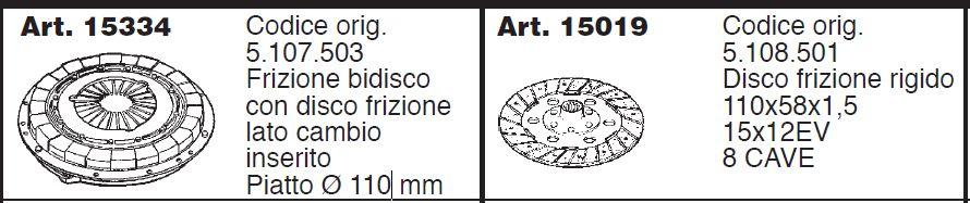 Kit Embrayage CARRARINO SERIE SUPER - CARRARO ANTONIO (Mécanisme 15334 OEM 5.107.503 - Disque 15019 OEM 5.108.501) PIVI MILANO / PITTERI VIOLINI 18864100