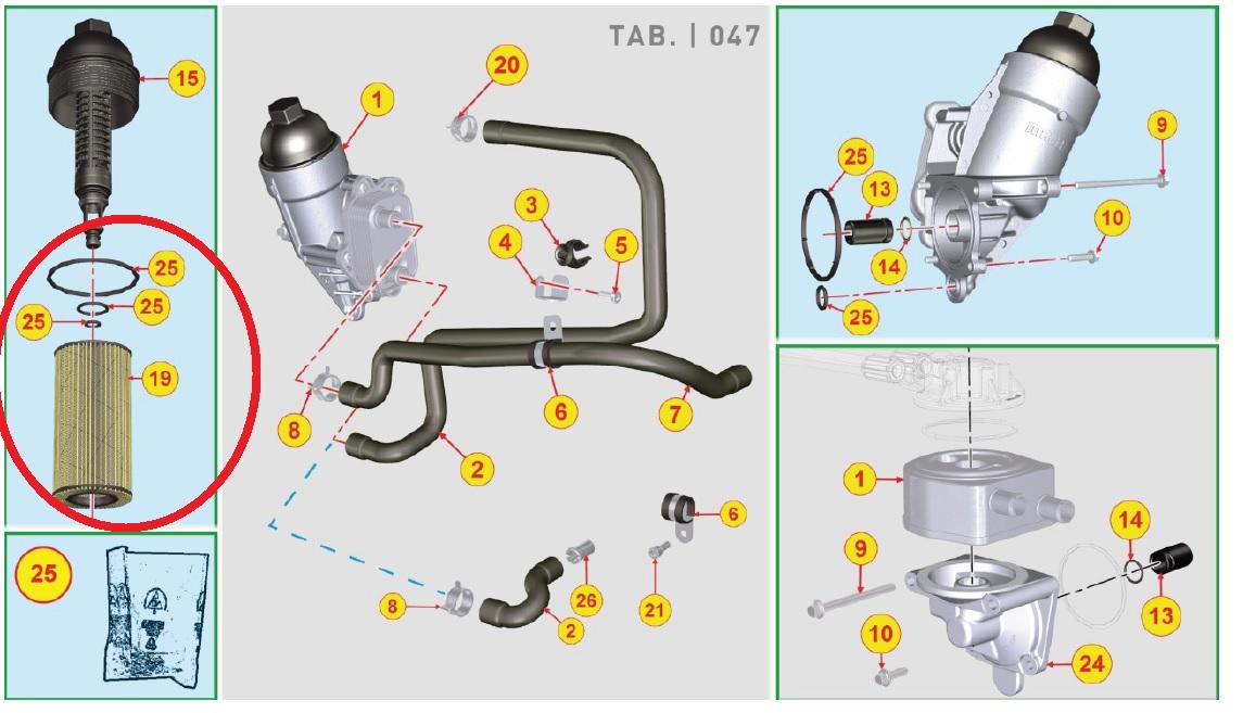 Filtre huile KDI1903 TCR - KDI2504 TCR - KDI3404 TCR KOHLER (2175001 - ex. 2175309) ED0021750010-S / ED0021753090-S