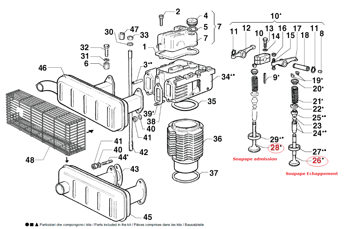 Soupape RD220 RD240 RD270 RD278 RUGGERINI (960R057) [Admission/Echappement]