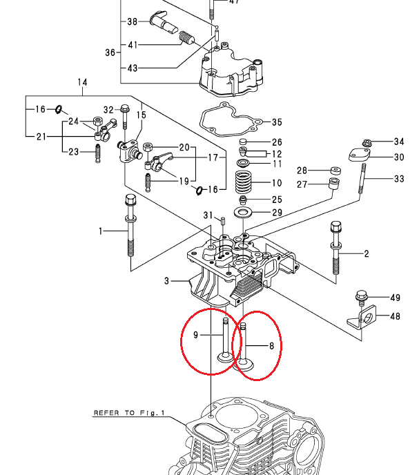 Jeu de soupape admission et soupape echappement YANMAR L100N (114310-11110 + 114310-11100)