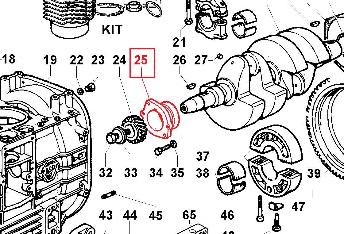 Support vilebrequin 9LD561-2 9LD625-2 9LD626-2 10LD400-2 12LD435-2 12LD475-2 LOMBARDINI (coté distribution) 8675324 - Ex. 8675266
